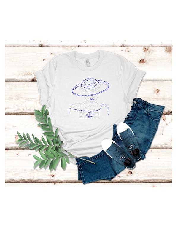Short Sleeve T-Shirt- Rhinestone (ZOB-Hat Lady)